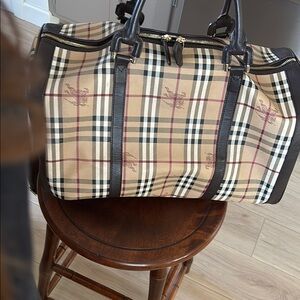 Burberry Haymarket Canvas Travel Duffel Bag